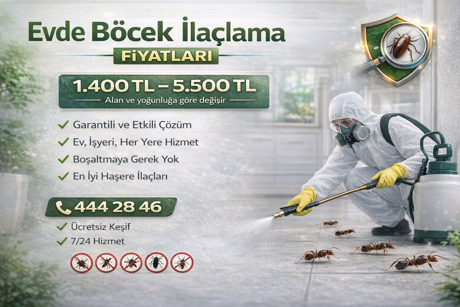 Evde Böcek İlaçlama Fiyatları